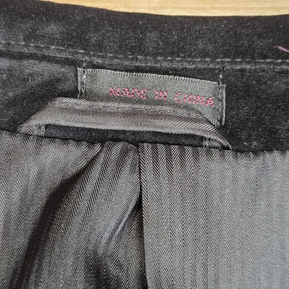 EJ‎ Samuel 3 Piece Suit Mens 54R 48x28 Black Houndstooth Velvet Trim M2692